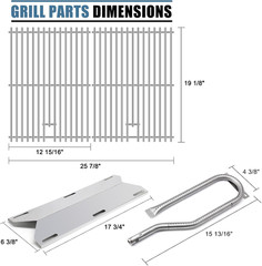 Grill Parts for Jenn Air 720-0336 7200336 Gas Grills, Grill Grates & Grill Burne