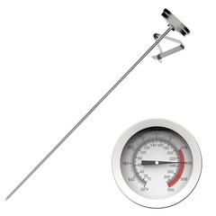Candy/Deep Fry Oil Thermometer for Frying with 12” Probe & Pot 12, Silver