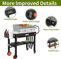 Portable Outdoor Grill Table, Blackstone Grill Stand Solid & Sturdy 31″W x 17″D