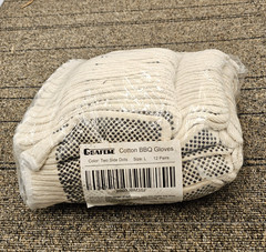 (QTY 12 Pairs) GSAFEME Cotton BBQ Gloves Two Side Dot Color Size Large White