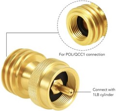 Convertor Propane LP TANK POL Service Valve to QCC (Type 1) Outlet Brass Adapter
