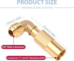 3/8″ Propane Elbow Adapter for Blackstone Low Pressure Male Flare RV Propane Elb