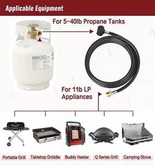 12 feet (144in) QCC1 / Type1 LP Propane Tank Adapter Hose Allows Tabletop Grills