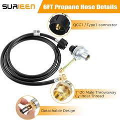 Regulator Control Valve Propane Hose 6FT for Charbroil Grill2Go Tru-Infrared