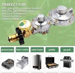 Two Stage Propane Regulator Brass 100lb Gas Tank with Gauge RV Grill Heater