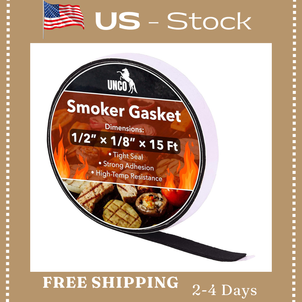 15 Ft High Heat Smoker Gasket for BBQ – Self-Stick Grill Seal Tape, Free & shipp