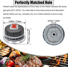 Gas Grill Burner Knobs Compatible with Weber Genesis 300 Series 2011-2016 – 3PCS