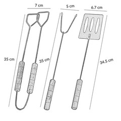 Compact and Lightweight 3 Piece Grill Utensil Set with Clip Shovel and Fork