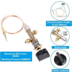 Propane Gas Fire Pit/Fireplace Safety Valve Control System Kit Assembly