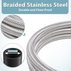 15Ft .Stainless Braided Propane Hose and Regulator 5lb to 20lb Tank, 3/8″ female
