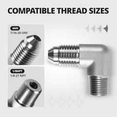 4AN Male Flare to 1/8″ NPT Male 90 Degree Adapter Fitting for Fuel, Power