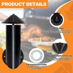 Adjustable Pellet Grill Smoke Stack Chimney Replacement with Umbrella & Gasket