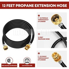 New Upgraded Propane Brass Tee Adapter Kit 4-Port Propane Brass Tee 5Ft and 12Ft