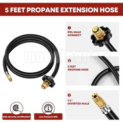 New Upgraded Propane Brass Tee Adapter Kit 4-Port Propane Brass Tee 5Ft and 12Ft