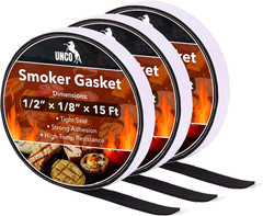 UNCO- Smoker Gasket, 15 FT, 1/2″ X 1/8″, 3 Pack, Black, Smoker Gasket Seal High