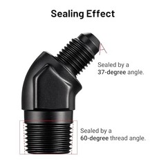 4AN Male Flare to 3/8″ NPT Pipe 45 Degree Fitting Adapter Aluminum Black
