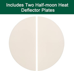 Half-Moon Ceramic Heat Deflector Plates for Kamado Joe Classic I II III 2-Pack