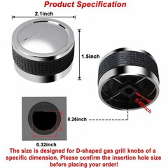 Gas Grill Knobs, Control Knob Replacement Normal, Black and Silver