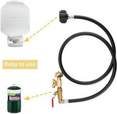 4FT Upgraded Propane Tank Refill Adapter Extension Hose w/ON/Off Control Valve