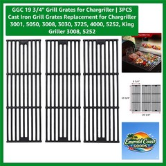 19 3/4″ Grill Grates for Chargriller | 3PCS Cast Iron Grill Grates Replacemen…