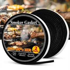 Smoker Gasket Seal – Grill 2 Pack Black 20 Ft 1/2″X1/8″ Heat Material Replacemen