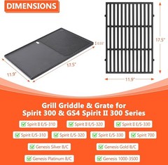 Grill Griddle and Grates for Weber Spirit 300, E-310, GS4 Spirit II 300 Serie…