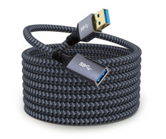 25ft Nylon Braided USB Extension Cable for Webcam, Camera, Phone, Mouse…