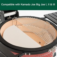 Quantfire Half-Moon Ceramic Heat Deflector Plates for Kamado Joe 20IN, Beige