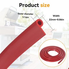 13FT High-Temperature P-Type Silicone Gasket Seal,7/16″ x 7/8″ red iron