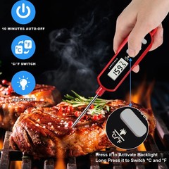 Lonicera Digital Cooking Thermometer for Bread Baking, Food and Water Red