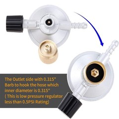 Propane Low Pressure Regulator Ajustable Flow with 8mm Barb Hose Connection