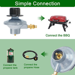 Propane Control Valve Gas Grill Regulator 1″-20 Female Inlet Orifice Outlet