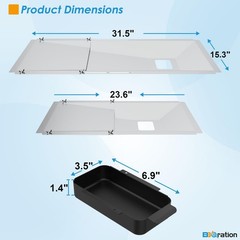 BBQration Universal Grease Tray with Catch Pan for 23.6″-31.5″L, Silver