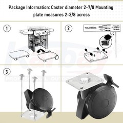 4 Pack 69828 69827 Locking Caster Compatible with Weber Spirit 200/300 Series