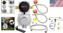 Dual RV Propane Regulator 2-Stage Auto Switch w/ Gauge Hoses & Brass Fittings