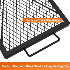 Heavy-Duty Rectangular Fire Pit Grill Grate with X-Marks Design