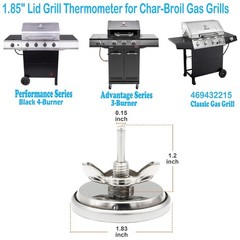 1.85″ Lid Temperature Gauge for Most of Char Broil Gas Grills, Grill Thermometer