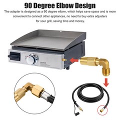 Low Pressure 3/8″ Male Flare Propane Elbow Adapter Fitting for 17″ and 22″ Grill
