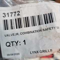 Lynx Grill IR Combo Safety Gas Valve 31772 w/Micro Switch Infrared Burner OEM