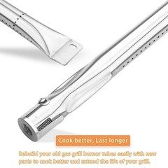 Zemibi Grill Burner Tube, 4 PC Universal Stainless Steel Pipe 4 Pack, Sliver
