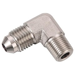4AN Male Flare to 1/8 NPT Pipe Male Stainless Steel 4AN to 1/8 NPT 90 Degree