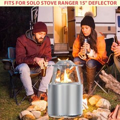 Heat Deflector for Solo Stove Ranger 15″ – Carry Handle, 3 Legs, Pellet Adapter,
