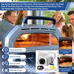 Outdoor Pizza Oven Gas Burner Attachment, Propane Conversion Kit with 5FT Hose &