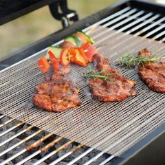 3PC NonStick BBQ Mesh Grill Mats Set Reusable Heat Resistant Cooking Pads