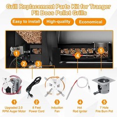 Upgraded Grill Replacement Parts Kit, 2.0RPM Auger Motor, Fire Burn Pot, Hot …