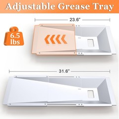 Grease Tray with Catch Pan Adjustable Universal Drip Pan for Dyna Glo, Nexgrill,