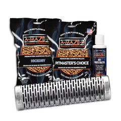 A-Maze-N Combo Pack, 12″ Oval Tube Smoker, 2lbs of Apple & Pitmaster Choice BBQ