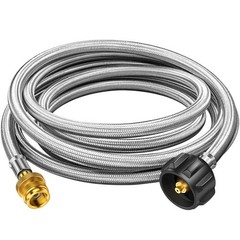12ft Propane Hose Adapter 1lb to 20lb Converter for 5 lb 12 Feet, Silver