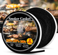 Smoker Gasket Seal – Grill 2 Pack Black 20 Ft 1/2″X1/8″ Heat Material Replacemen