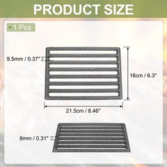 Cast Iron Fire Grate, 8.4″ Rectangle BBQ Grill Grate Replacement High Heat Ch…